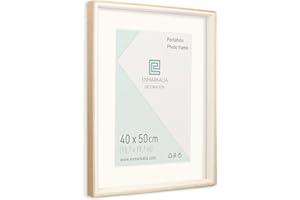ENMARKALIA DECORACION Marco de foto, medida 40x50 cm SIN paspartu y 30x40 cm CON paspartu, color Madera - Blanco con paspartu, para colgar en horizontal y vertical (Madera Blanco X1 Ud., 40 x 50 cm)