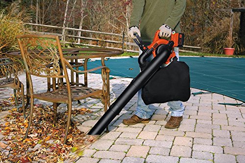 Black+Decker 2-in-1 36V Li-Ion 2.0Ah PowerSelect Akku-Laubbläser- Laubsauger, 145 bis 218km/h, inkl. integrierter Häcksler, Fangsack 17.5l, mit Akku + Ladegerät, GWC3600L20, schwarz orange - 3