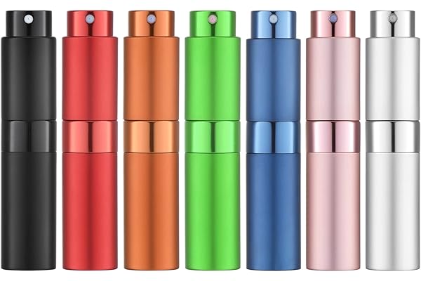 Toureal Vaporisateur de parfum en aluminium 8 ml rechargeable vide, vaporisateur de parfum de voyage pour les voyages (7 couleurs)