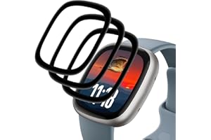 Beukei 3 Pack Screen Protector for Versa 4/Sense 2, tempa glass,Scratch Resistant, NO-Bubble, Crystal Clear, 9H Hardness,Glass Film