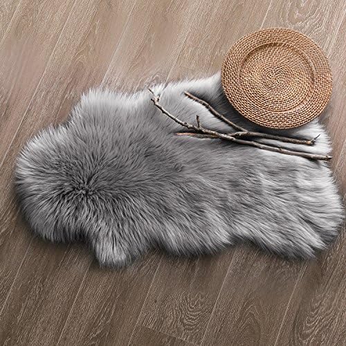 Ashler Faux Fur Rug for Bedding Room Floor Dressing-table 2 x 3 ft Color Gray