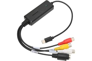 PUSOKEI USB C 2.0 Audio Video Capture Card, to USB Converter Adapter AV NTSC PAL S Video to USB C 2.0 ADC Converter, Support 7/10/2000/XP/Vista/OS X