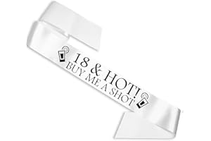 My Pretty Little Gifts 18 & Hot - Buy me a Shot!' Party Sash 18th Birthday Night Going Out Sashes Accessory - White