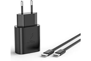VOLTWAVE Caricabatterie Sumsamg 25W, Caricatore USB C Rapido per Galaxy A34 A55 A54 A53 A52 A35 A25 A15 A14 A13 S24 S23 S22 S21 S20/+/Ultra/S10/Z Flip/Z Fold, con cavo di tipo C da 2 m (Nero)