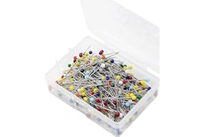 QHFLASHBUY QHFalashbuy Alfileres de Costura 300 Pcs Colores Pasadores de Cabeza Redonda de Vidrio,Pasadores de Cabeza de Vidrio para Tela,Joyería DIY,Manualidades y Proyectos de Costura 38 mm