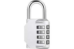 JJSHUND Vorhängeschloss Zahlenschloss, 4 Stellig Schloss Mit Zahlencode Zinklegierung, Metall Zahlenschlösser Kombinationsschloss für Spind Fitnessstudio Werkzeugkasten (Sliber)