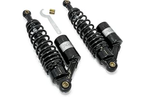 MXT Tuning-Federbeine Maxtuned 325-355mm, mit externen Ausgleichsbehälter, schwarz/silber für Simson S50, S51, S70 Stoßdämpfer