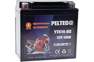 PELTEC@ Peltec Premium Motorrad Batterie GEL Akku YTX14-BS 12V 14Ah Akku JMTX14-BS ETX14-BS Elektroroller Scooter Quad Jetski