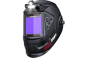 ARCCAPTAIN Schweißhelm mit großer Sicht, 10 x 9,3 cm, echte Farbe, automatische Verdunkelung, mit Licht, solarbetriebene Schweißhaube, 4 Lichtbogen-Sensoren, breiter Schatten 4/5-9/9-13 für Stick MIG