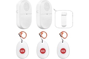 DAYTEE Daytech Bouton d'appel d'urgence pour Personne âgé, Alarme pour Personne en détresse à la Maison n'ayant Pas la Force de se déplacer, Emportez-Le avec Vous San portée 150M, 2 récepteur + 3 émetteurs