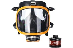 Sumeber Mascarilla de gas completo con Rd40 estándar, reutilizable para vapores orgánicos, inorgánicos, gases ácidos, amoníaco, fumigación, pintura, protector facial, filtro de latón y guantes