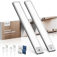 LROLTEF Luce LED Sottopensile Cucina 6500K 21CM Sensore di Movimento per Luci 1500mAh 32 LED Luce Armadio Lampada Dimmerabile