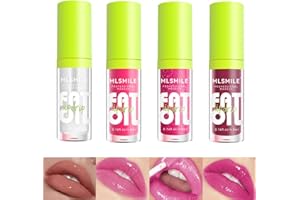 XINYUNXIN 4Pcs Olio Labbra Idratante Liscio Idratante Gloss Olio Labbra Bagliore Non Appiccicoso Di Lunga Durata Olio Grasso Nutriente Gocciola Labbra Lucido e Vegano Lucido Labbra Colorato con Testa Grande (A)
