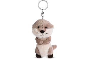 NICI-Keyholder Otter Nutria Oda 10cm Gris-Colgante de Peluche de Animal sostenible con aro cordón, Llavero y portallaves, (49142)