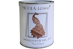 NICOLA VERNICI Impregnante Legno all'Acqua in Gel, per Esterni e Interni, Made in Italy, 1,2 LT, Color Noce Chiaro