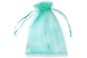 PLECUPE 100 pezzi Sacchetti Confetti,Sacchetti Organza 20x30cm,Sacchetti Regalo,Organza con Coulisse,Saccgetti Portaconfetti Borse Gioielli Sacchetto di Caramelle-Verde#3