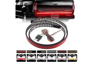 Teguangmei 48"LED Tailgate Light Bar, Red/Amber/White 432LED Triple Row Tailgate Strip Light with 4-Way Flat Connector Wire Brake Running Turn SIgnal Reverse Light for Pickup Truck SUV