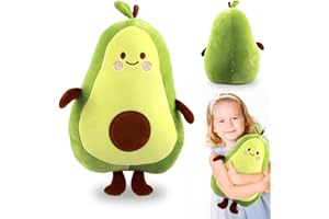 BINGGUNYO Plüsch Avocado Spielzeug, Avocado Plüsch Kissen, Gefüllte Avocado Plüsch Puppe, Kuscheltier Avocado Kissen Geschenk Für Kinder/Erwachsene Kissen Stofftiere,Sofa-Rückenkissen, Rundkissen (35cm)