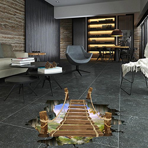 Saingace Wandaufkleber Wandtattoo Wandsticker,3D-Brücken-Fußboden-Wand-Aufkleber-entfernbares Wandabziehbild-Vinylkunst-Wohnzimmer