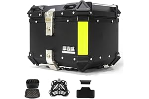 CcacHe Topcase Motorradkoffer Wasserdicht Top Case 36L 45L 55L 65L Universal Roller Koffer Aluminium Motorrad Heckbox Helmkoffer Aufbewahrungsbox Rollerkoffer Mit Sicherheitsschloss(Schwarz,45L)