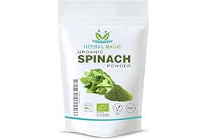 Herbal Magic's Organic Spinach Powder Green Superfood for Smoothies,Juice, Baking Free from Fillers & preservatives of&G Organic Certified (100g (Pack of 1))