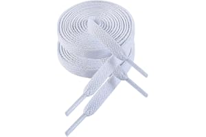 VSUDO 2 Pairs Flat Shoe Laces for Trainers, 8mm Wide Trainer Laces, Shoelaces for Trainers