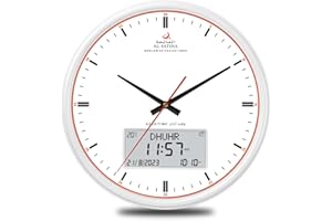 AL SALAMA Horloge Azan LED de prière musulmane - Horloge murale numérique Athane pour la maison/bureau/mosquée (blanc)