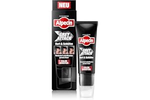 ‎ALPECIN Alpecin Grey Attack Bart & Schläfen Color Booster 50 ml - Graue Haare an Bart und Schläfen abdecken - Für natürlich dunkles Männerhaar - Schrittweise Repigmentierung, mit 5,6-DHI-Technologie