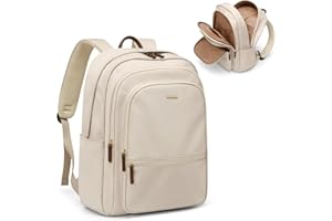 GOLF SUPAGS Grande Mochila Ordenador Portatil de 15.6 Pulgadas, Mochila Multifuncional de Viaje con Compartimento para Portátil, Mochila Escolares Trabajo para Mujer (Albaricoque)