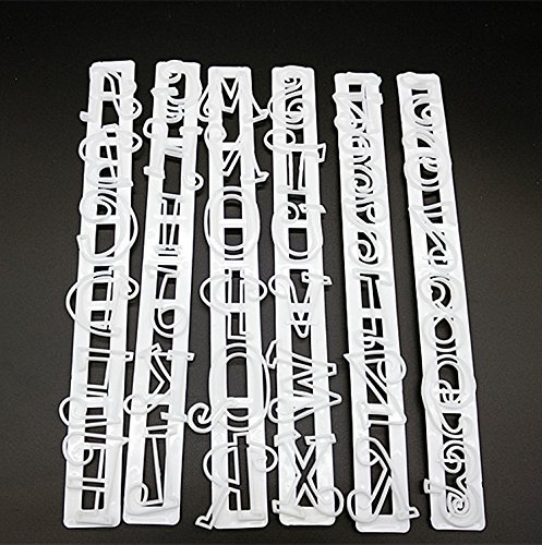 ilauke Fondant Ausstecher Ausstechformen Auswerfer Stempel Alphabet Zahlen Zeichensetzung Buchstaben Hase Herz Tortendeko Kuchendekorationsset Backen (süße Wörter 6 teilig) - 2