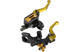 Akozon Reminnbor Embrague del Freno de la Motocicleta, 2Pcs 22mm Embrague Universal del Freno de la Motocicleta con las Palancas del Depósito del Cilindro Maestro 7 / 8Inch(Oro)