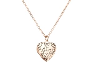 JOVIVI Collana con ciondolo a forma di cuore con zampa di piedi, per foto e amuleti, per donne e ragazze e base metal, colore: oro rosa., cod. AJDE5178