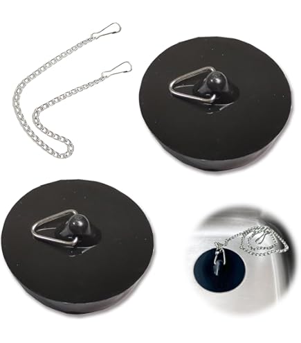 Bouchon Pour Lavabo Universel Lot De 2 Bouchons Universels En Silicone Pour Baignoire Et Évier - Noir Et Blanc, Étanches, 4.5x2.9 Cm Bouchon éviers