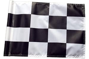 Easnea Drapeau de golf avec tube inséré, tous les drapeaux de golf de 50,8 cm de long x 38,1 cm de haut, drapeaux verts pour cour, pelouse, terrasse – Noir et blanc