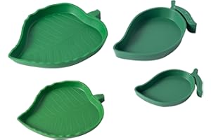 SLSON Abreuvoir Tortue Plat Forme de Mangue et Forme de Feuille Bols de Nourriture en Plastiques pour Reptiles lézards escargots Facile à nettoye, 4 Tailles différentes