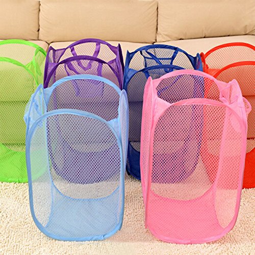 Große Faltbare Wäschekorb Wäsche Wäschetonne Waschen Tasche Mesh-Lagerung – Grün - 5