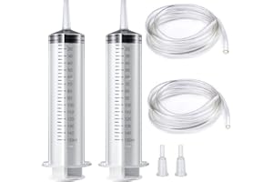 Gebildet 2pcs 150ml Grande Seringue Plastique Seringue de Dosage avec Tuyau de 1m et Adaptateur de Pointe pour Laboratoire Scientifique,Industriels[Utilisation non médicale]
