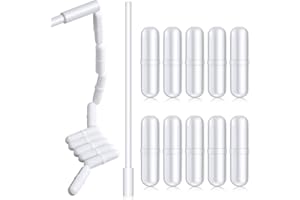 MUDDER 10 Pièces Barres d'Agitation Magnétiques PTFE avec 10 Pouces Récupérateur, 35 mm/ 1,38 Pouces Barre Agitateur PTFE de Mélangeur avec Plaque de Barre de Laboratoire Blanche Forme d'Anneau
