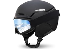 VCOROS Casco da Sci con Occhiali da Sci Passamontagna Casco Sci per Uomo Donna con Cuscinetti Auricolari Rimovibili Ventilazione UV Ski Helmet per Ski