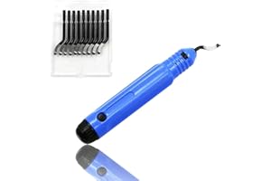 Amindz Herramienta de Desbarbado,Cortador de Desbarbado de Rotación de 360 °,con 10 Piezas Cuchillas de Desbarbado,Desbarbador Piezas de la Herramienta para acero Plástico Aluminio Cobre
