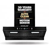 CADLEC PeakFlow 60cm T-Shape Kitchen Chimney | 1400 m³/hr High Suction, Filterless Auto Clean, Touch & Gesture Control, Oil Collector | 20Y Motor & 5Y Comprehensive Warranty | Black