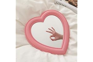 Gcroet Espejo de Maquillaje, Espejo de Escritorio de la Pared de Forma de corazón, Espejo de Maquillaje cosmético, Escritorio de Espejo de vanidad Espejo cosmético, Espejo de Forma de corazón para