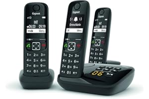 Gigaset AS690A Trio - Téléphone fixe sans fil avec répondeur - 3 combinés - Noir