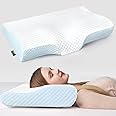 Claiez Memory Foam Pillow, Contour Cervical Orthopedic Memory Foam Pillows Supports Neck Pain and Shoulder Pain for Sleeping, Ergonomic Cervical Pillow Neck Support Pillow for Side Back(SkyBlue Khada)