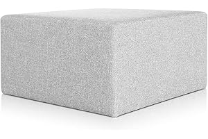 Deshome Pouf poggiapiedi 83x83x44 cm stoffa Idrorepellente: Pouf design moderno per divano soggiorno camera da letto, Puff poggiapiedi, Pouffe salotto Minerva (Grigio)