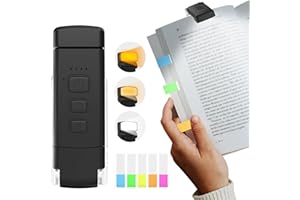 Bigqin Reading Light with 100 Index Labels, Book Lights for Reading at Night, 3 Color Modes and 5 Dimmable Brightness Reading Lamp, USB Rechargeable Light, Perfect for Booklovers and Kids, Black