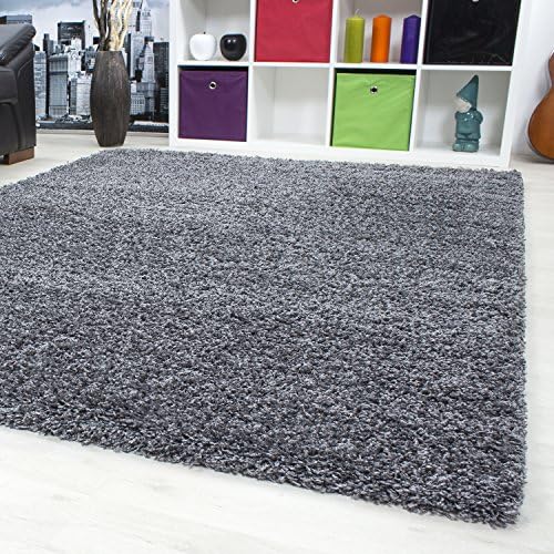 SMALL - EXTRA LARGE SIZE THICK MODERN PLAIN NON SHED SOFT SHAGGY RUG REC &amp; ROUND WEIGHT APPR. 2600 GR DEEPT 50 MM LIVING ROOM SHAGGY RUGS SUITABLE FOR UNDERFLOOR HEATING FLOKATI RUGS, Color:grey, Size:200x290 cm