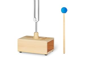 The7boX 528HZ tuning fork, aluminium alloy tuning fork, equipped with silicone hammer and wooden voice box, suitable for sound therapy, yoga, meditation and relaxation