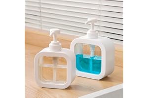 GOUJFOL Dispenser Sapone, 2 Pezzi Dosatore Sapone Bagno 500 ml Erogatore Sapone Liquido, Dispenser Detersivo Lavatrice Plastica Pompa Bottiglie Detersivo Piatti per Cucina e Doccia