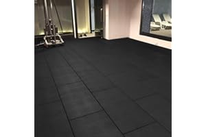Cannons UK 1m x 50cm x 20mm Flatline Heavy Duty Large Rubber Gym Mat Commercial Free Weight Mat Flooring Garage Flooring (Black, 12m2 (24 mats))